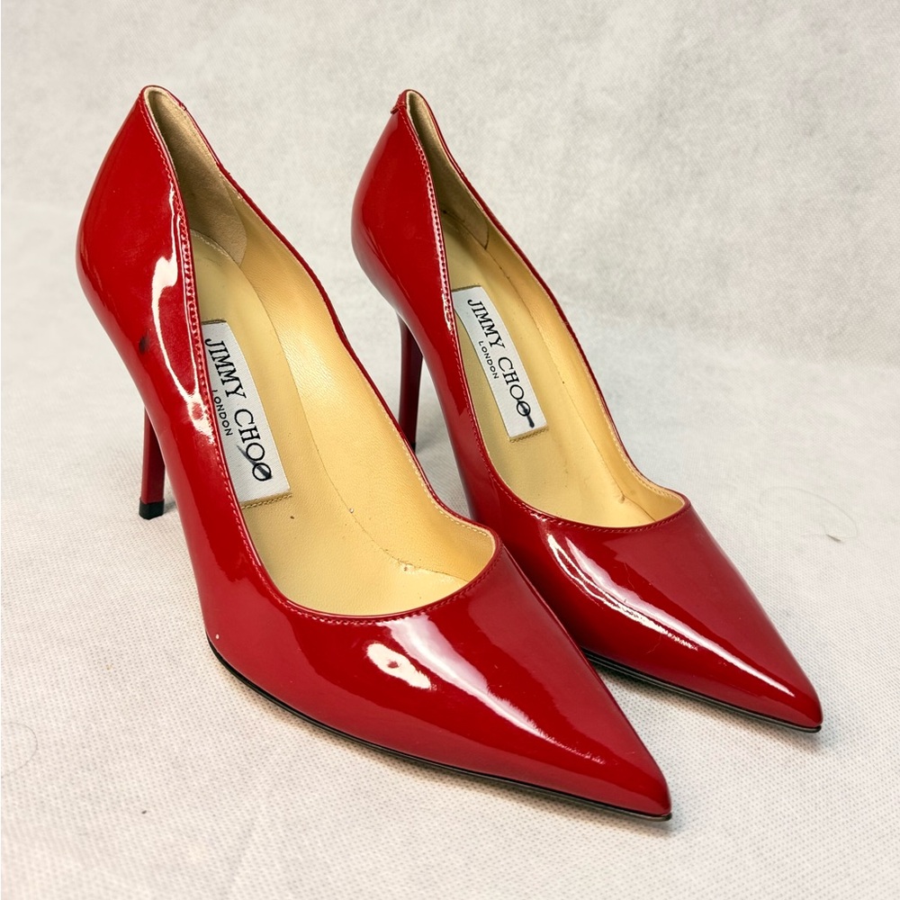 Jimmy Choo Red Patent Stiletto Pump SZ 36.5 Gently Used